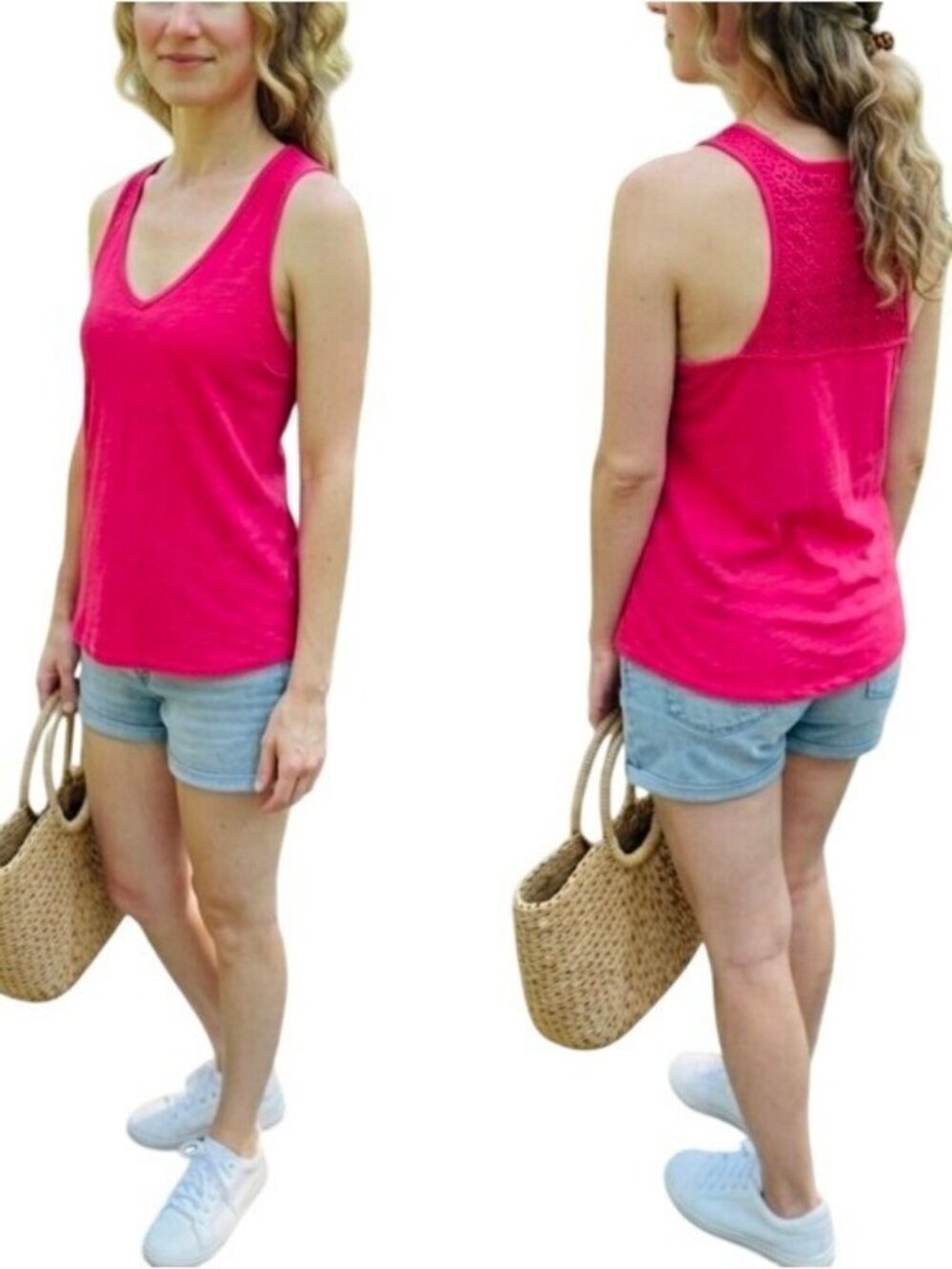 GAP Crochet-Back V-Neck Tank Top Size Small